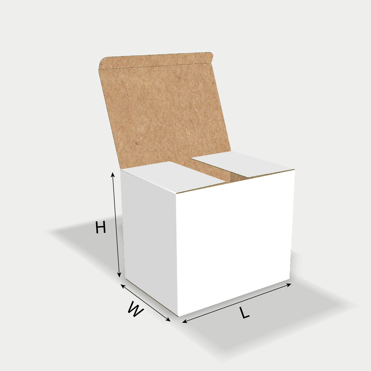 Custom FEFCO 0211 box dieline generator interface with length, width, and height size guidelines.
