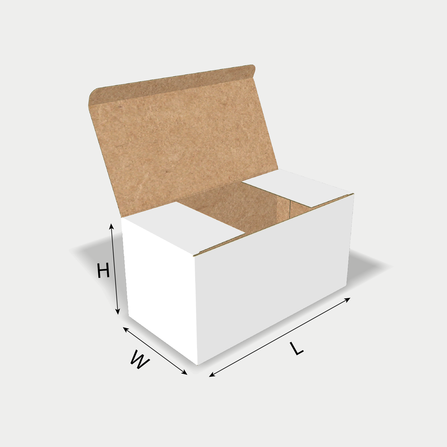 Custom FEFCO 0212 box dieline generator interface with length, width, and height size guidelines.