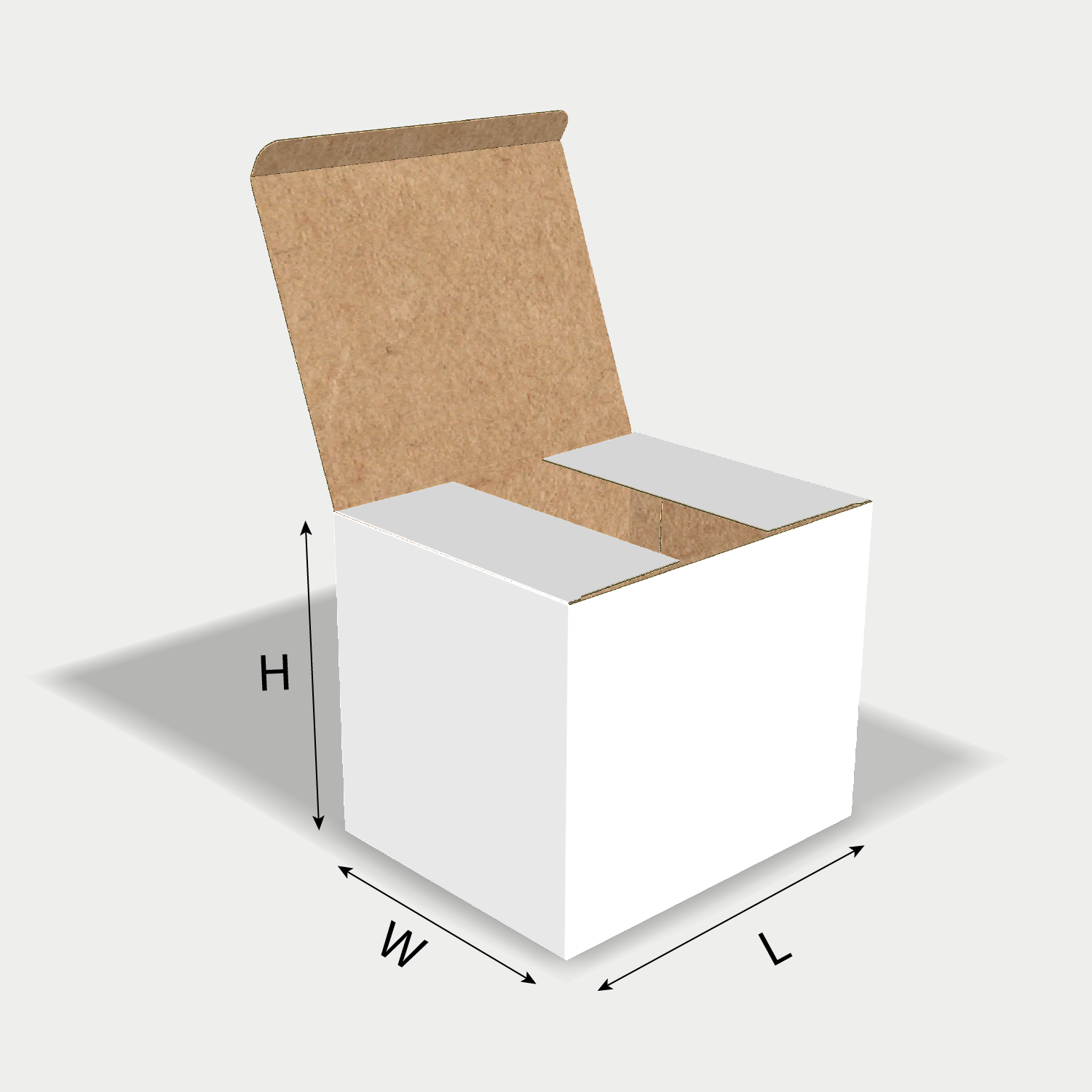 Custom FEFCO 0215 box dieline generator interface with length, width, and height size guidelines.