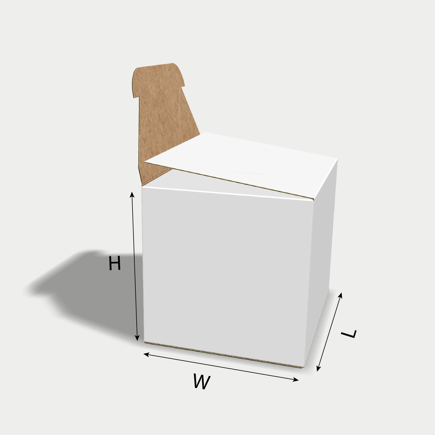 Custom FEFCO 0218 box dieline generator interface with length, width, and height size guidelines.