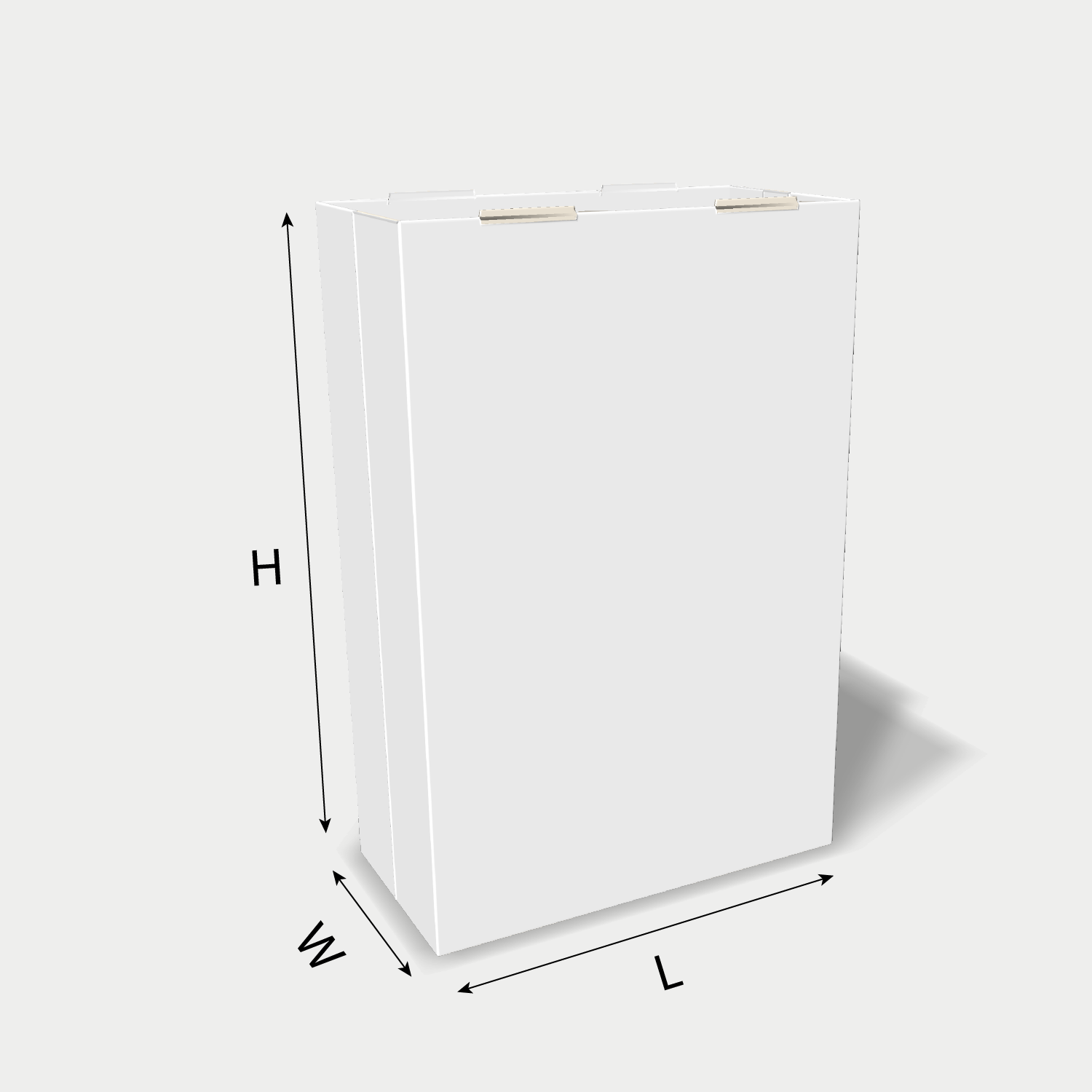 Custom paper bag 25013 dieline generator interface with length, width, and height size guidelines.