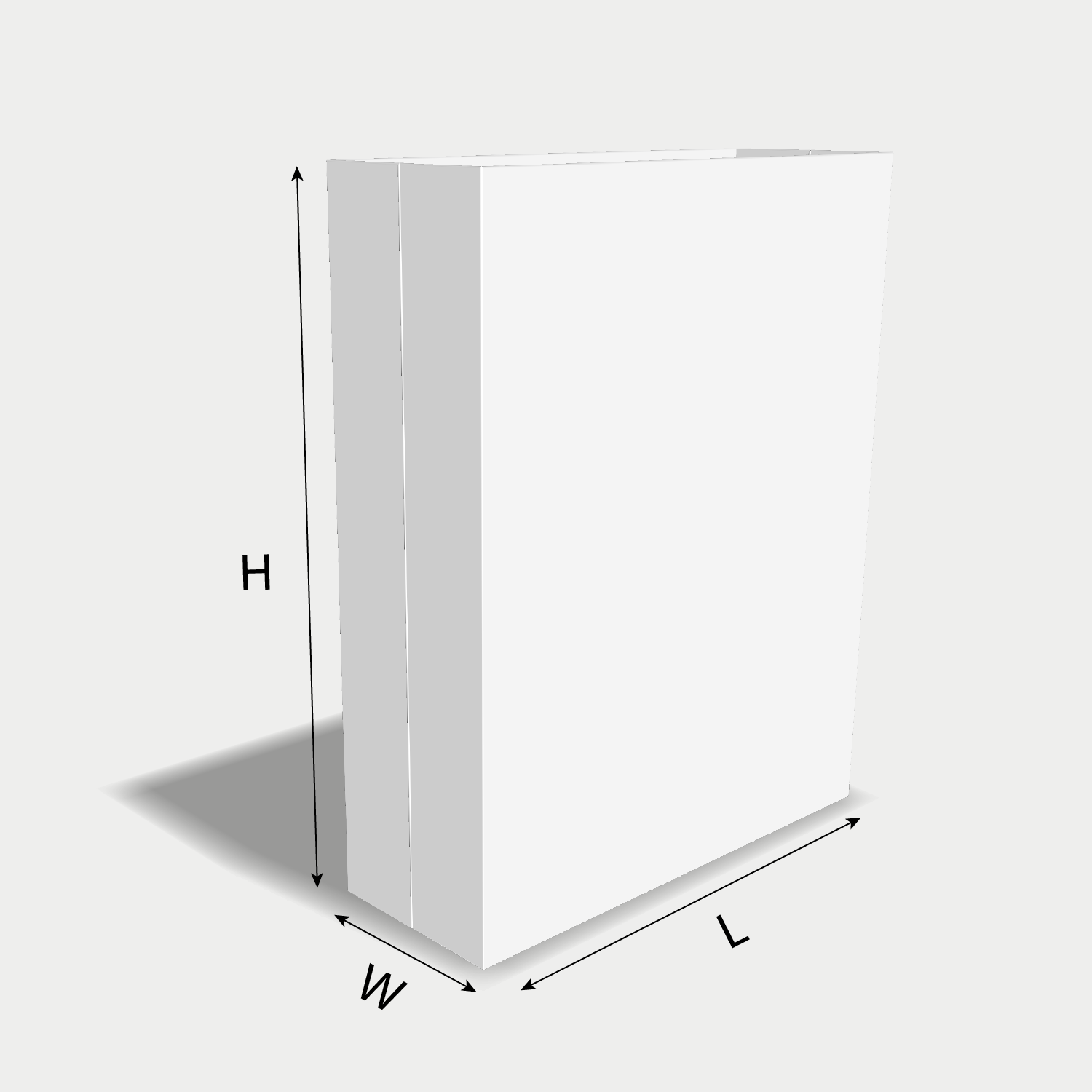 Custom paper bag 25014 dieline generator interface with length, width, and height size guidelines.