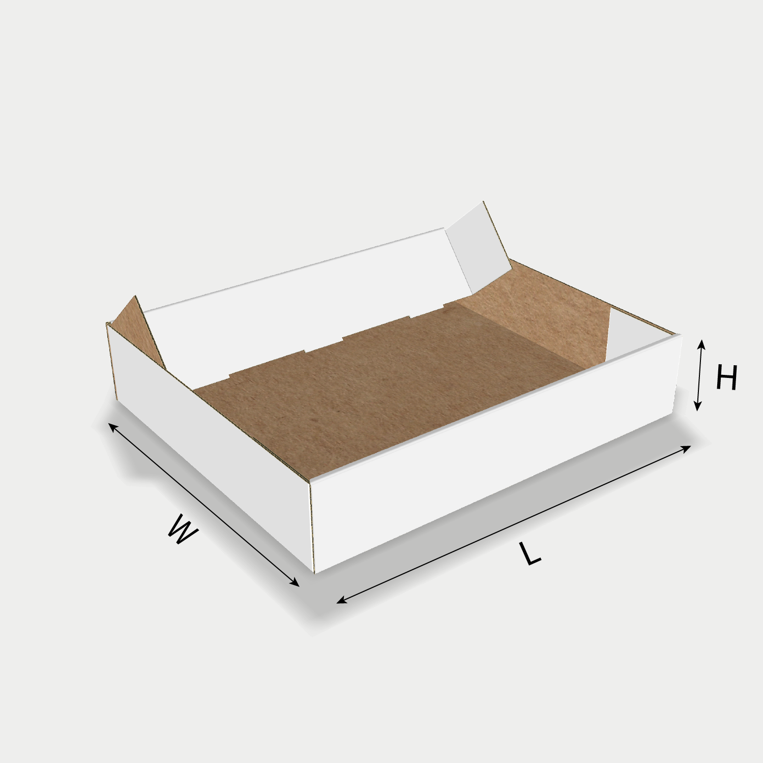 Custom tray box 27014 dieline generator interface with length, width, and height size guidelines.