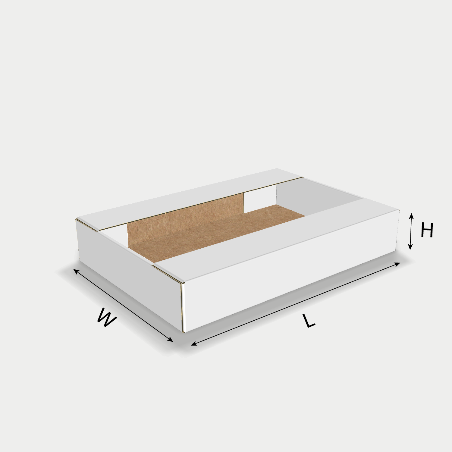 Custom tray box 27012 dieline generator interface with length, width, and height size guidelines.