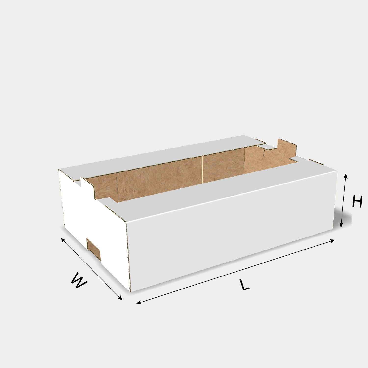 Custom tray box 27013 dieline generator interface with length, width, and height size guidelines.