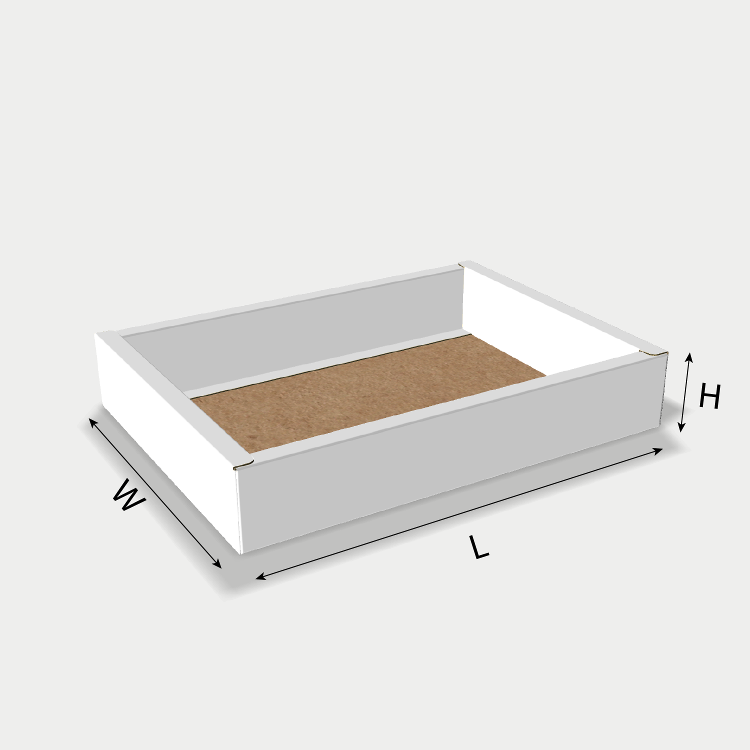 Custom tray box 27006 dieline generator interface with length, width, and height size guidelines.