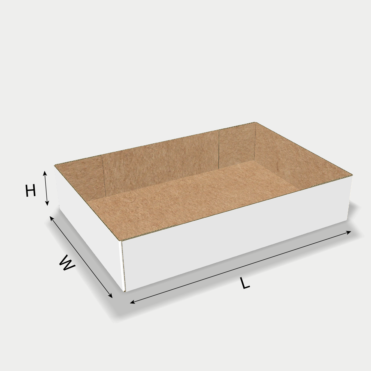 Custom tray box 27007 dieline generator interface with length, width, and height size guidelines.