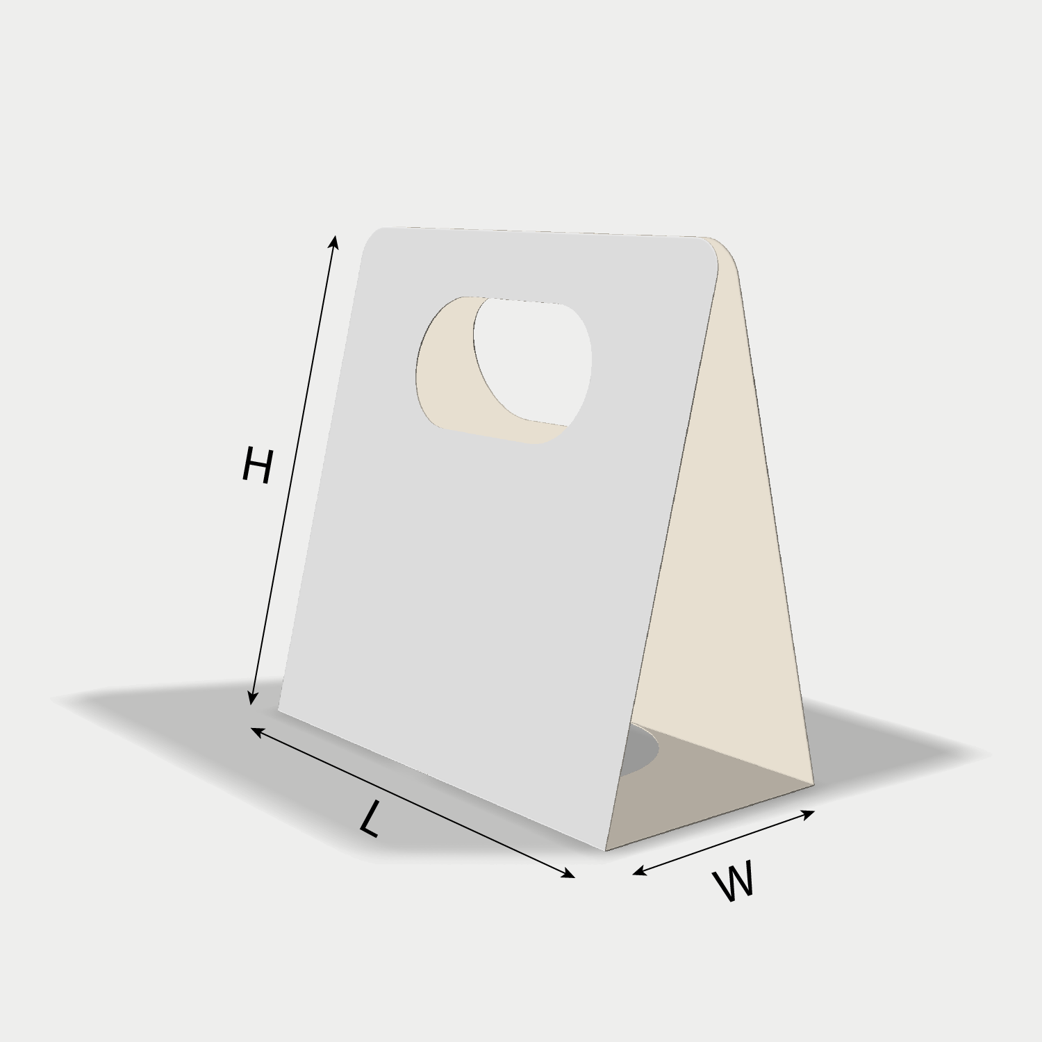 Custom paper bag 25004 dieline generator interface with length, width, and height size guidelines.