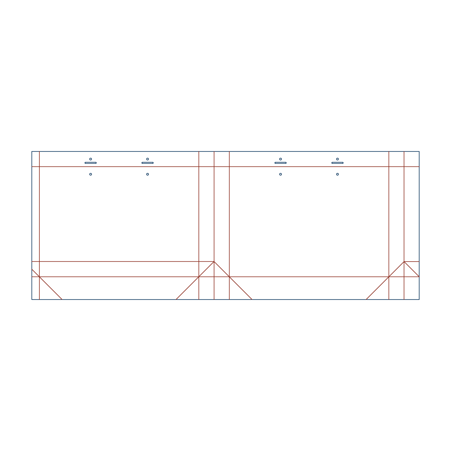 Custom paper bag flat dieline layout for a paper bag type 25001 with hang holes