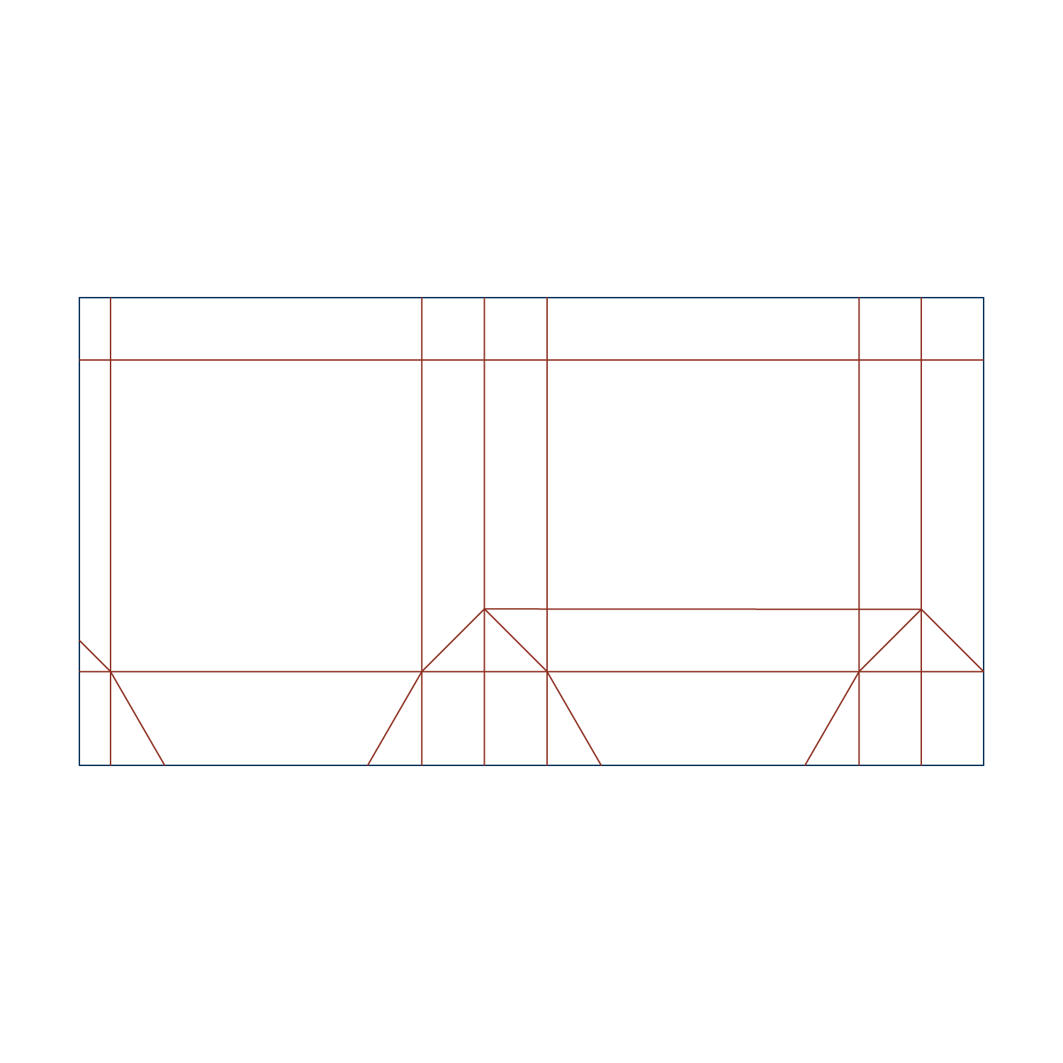 Custom paper bag flat dieline layout for a paper bag type 25028 with hang holes