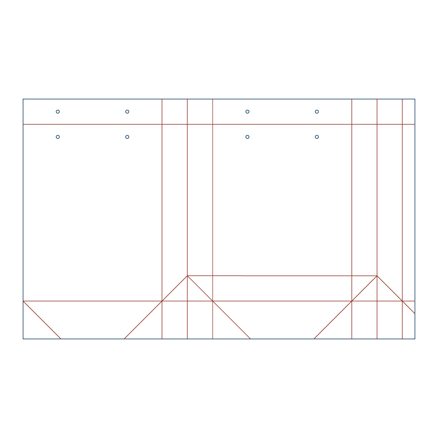 Custom paper bag flat dieline layout for a paper bag type 25002 with hang holes