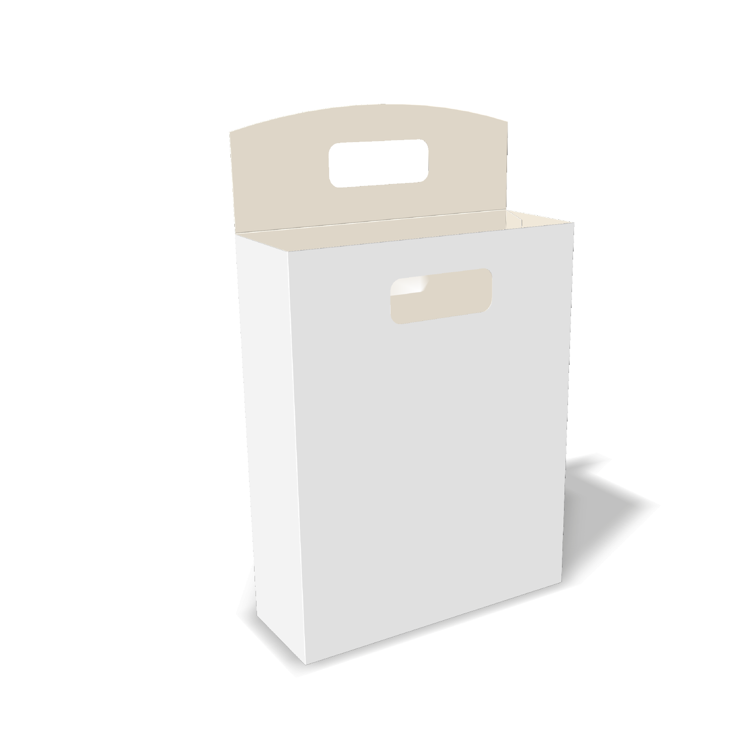 Two-dimensional paper bag 25006 vector dieline diagram alongside a three_D folded mockup of the custom cardboard box design.