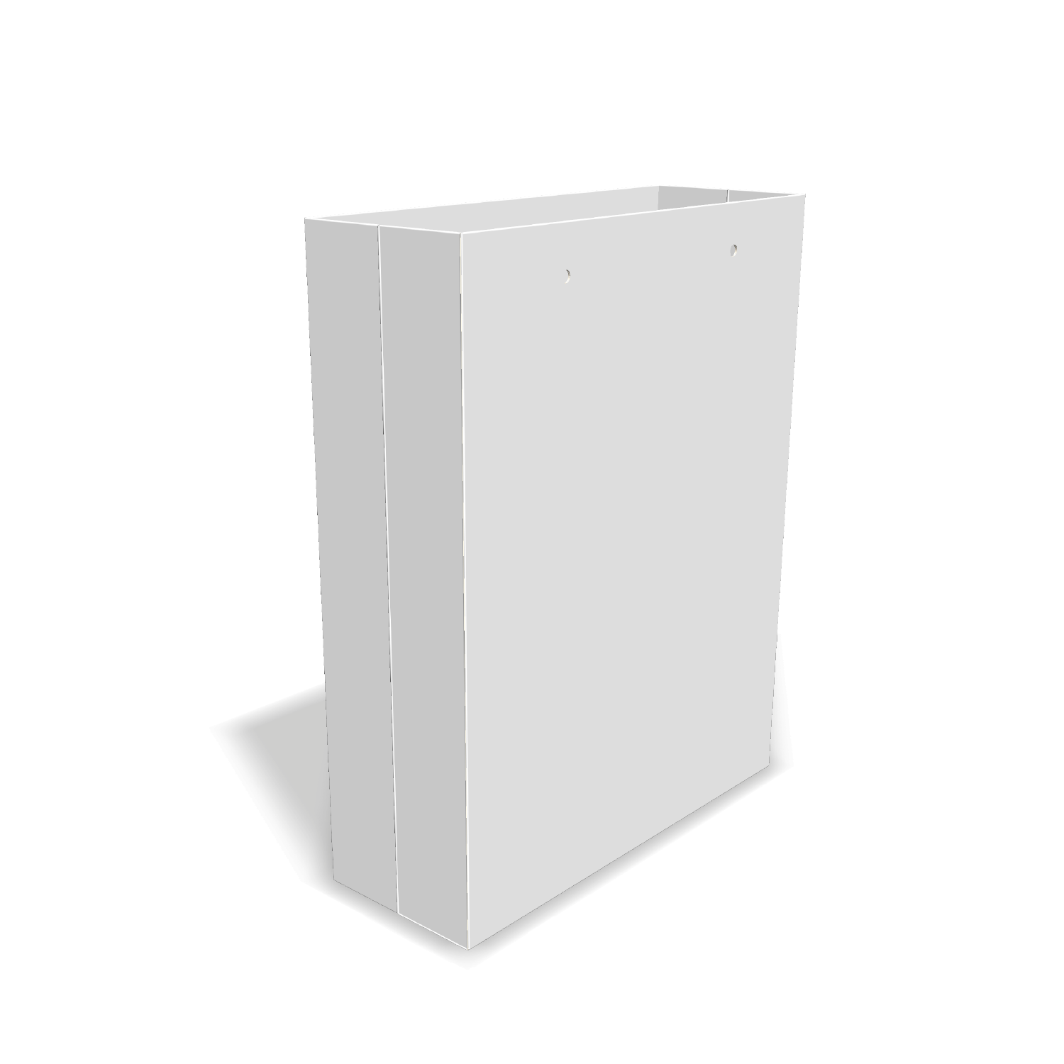 Two-dimensional paper bag 25010 vector dieline diagram alongside a three_D folded mockup of the custom cardboard box design.