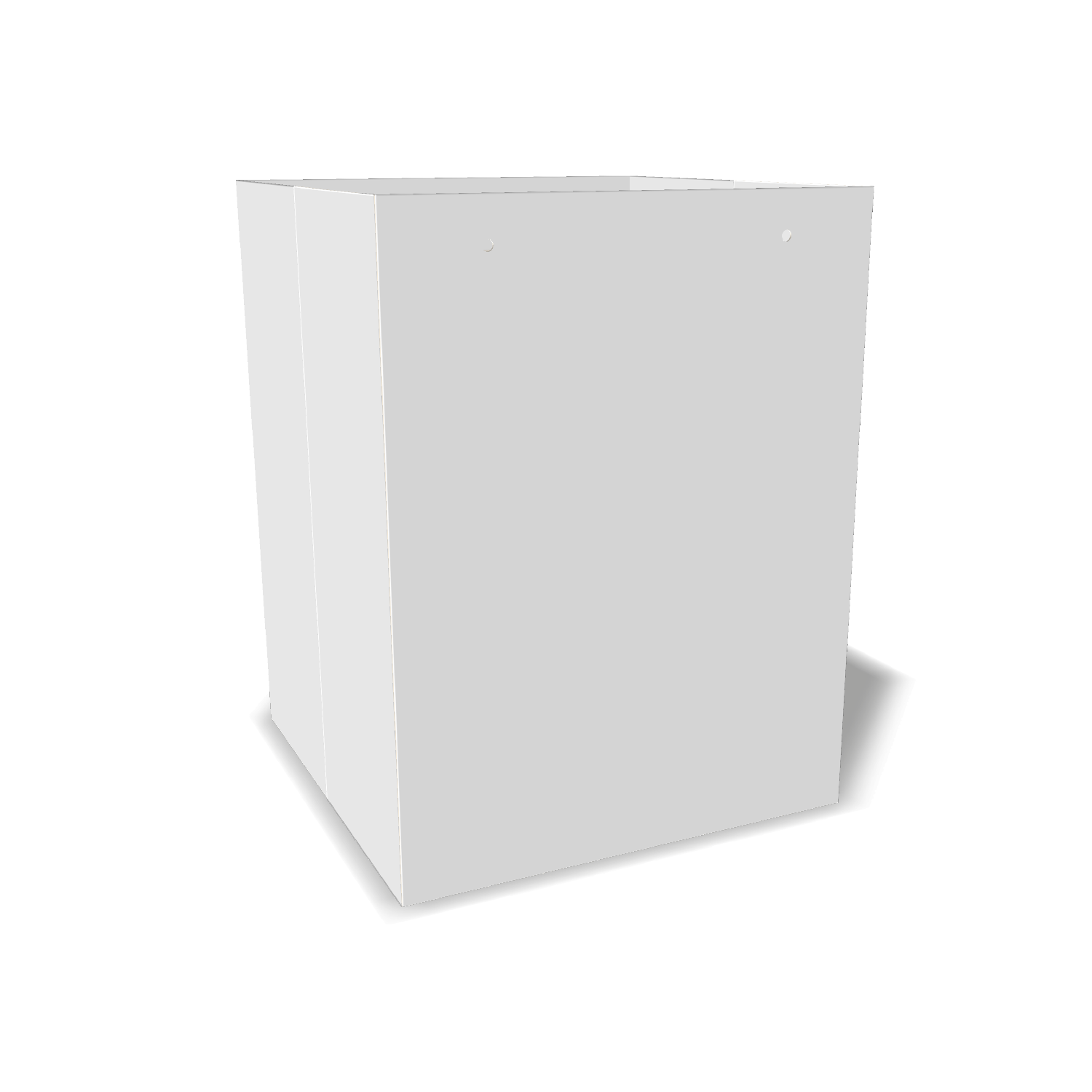 Two-dimensional paper bag 25012 vector dieline diagram alongside a three_D folded mockup of the custom cardboard box design.