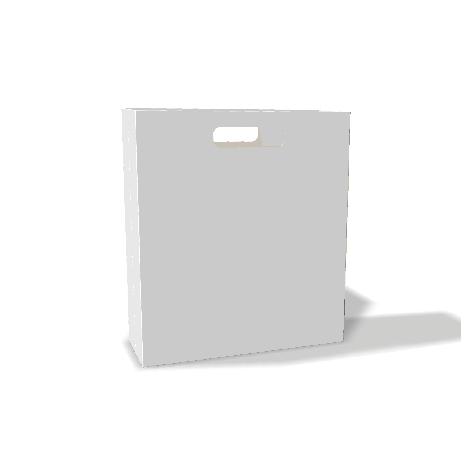 Two-dimensional paper bag 25011 vector dieline diagram alongside a three_D folded mockup of the custom cardboard box design.