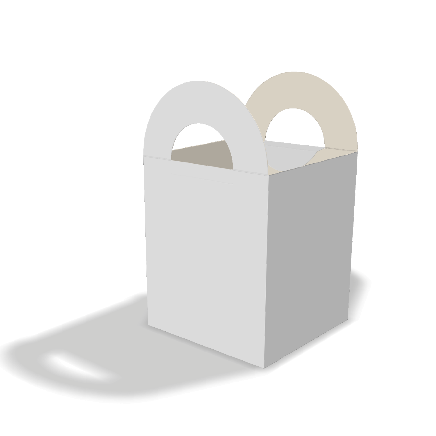 Two-dimensional paper bag 25018 vector dieline diagram alongside a three_D folded mockup of the custom cardboard box design.