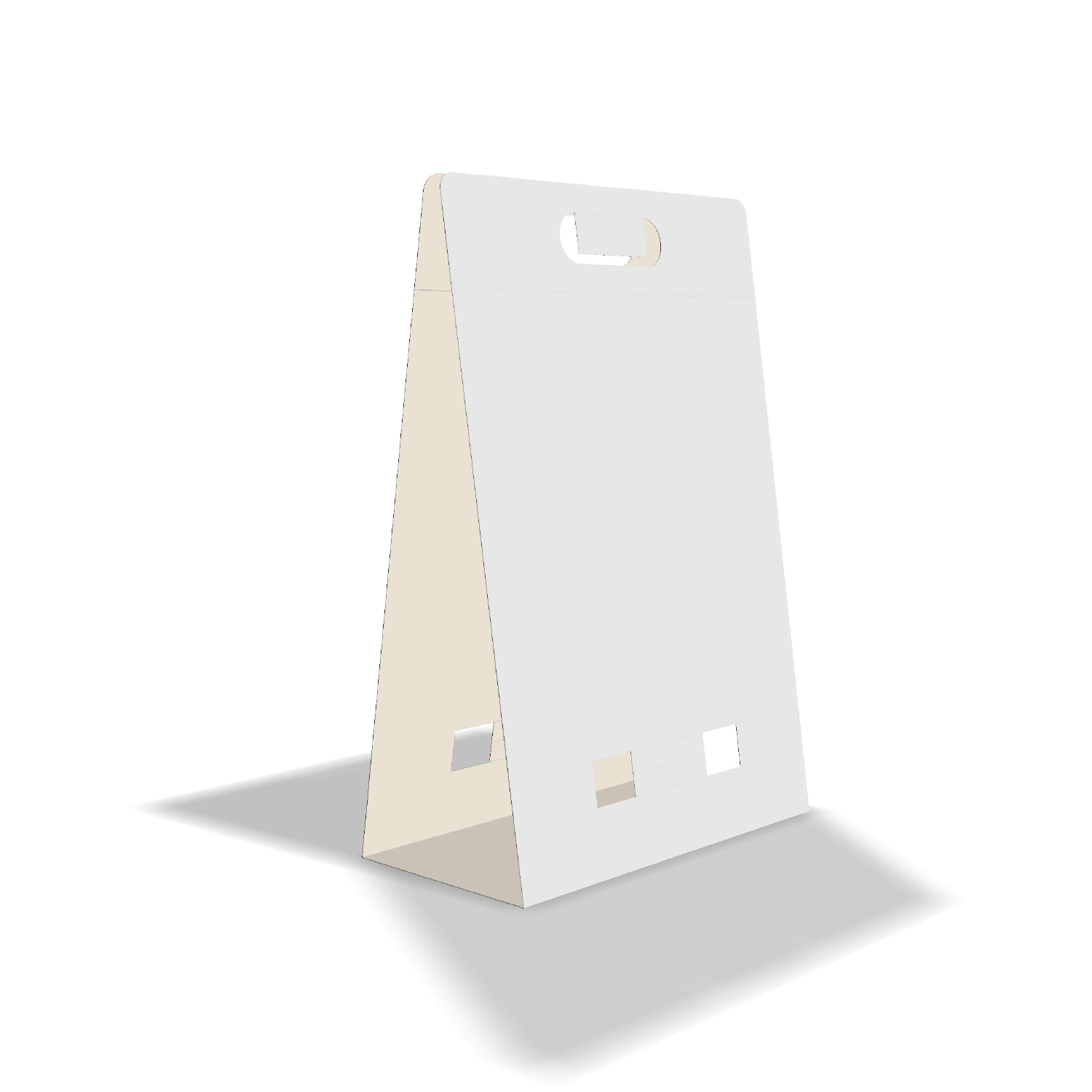 Two-dimensional paper bag 25023 vector dieline diagram alongside a three_D folded mockup of the custom cardboard box design.