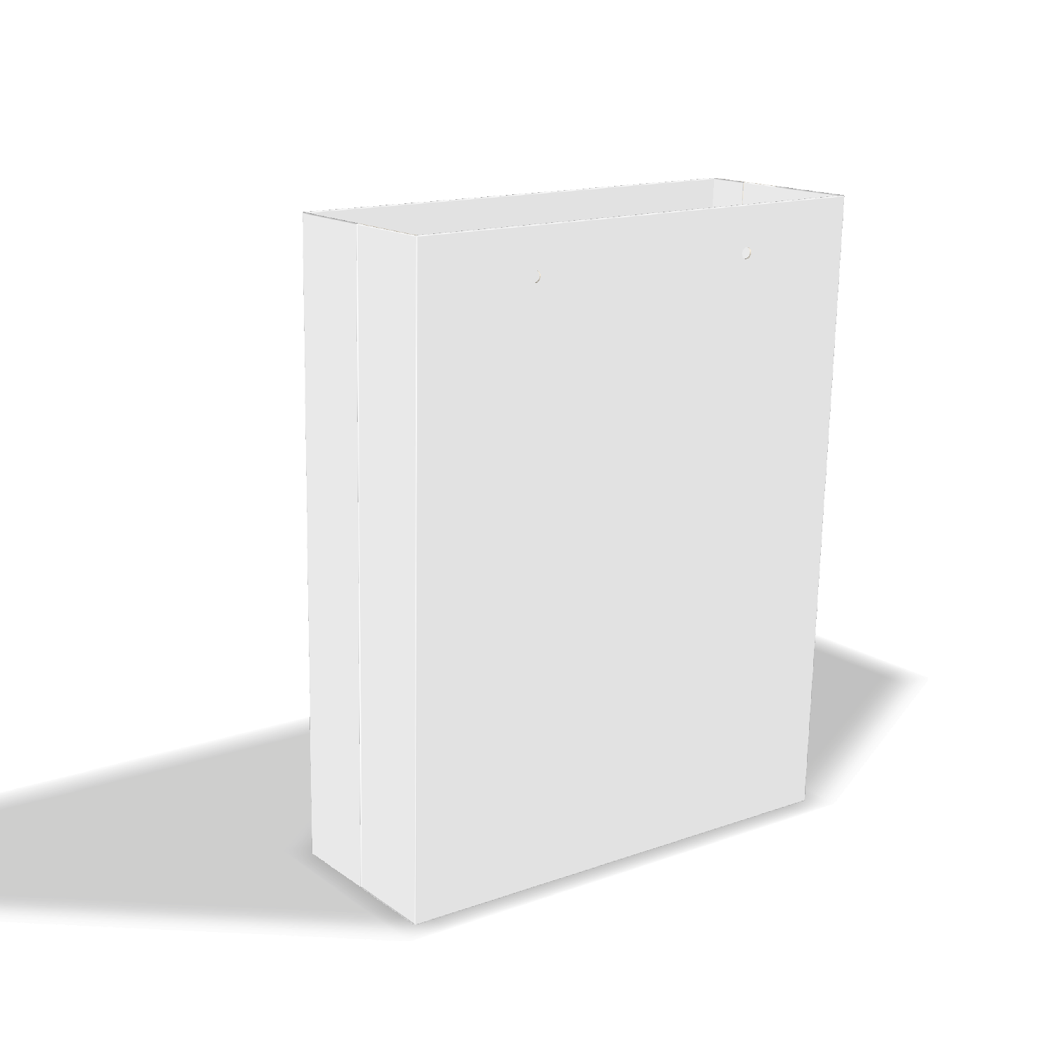 Two-dimensional paper bag 25026 vector dieline diagram alongside a three_D folded mockup of the custom cardboard box design.