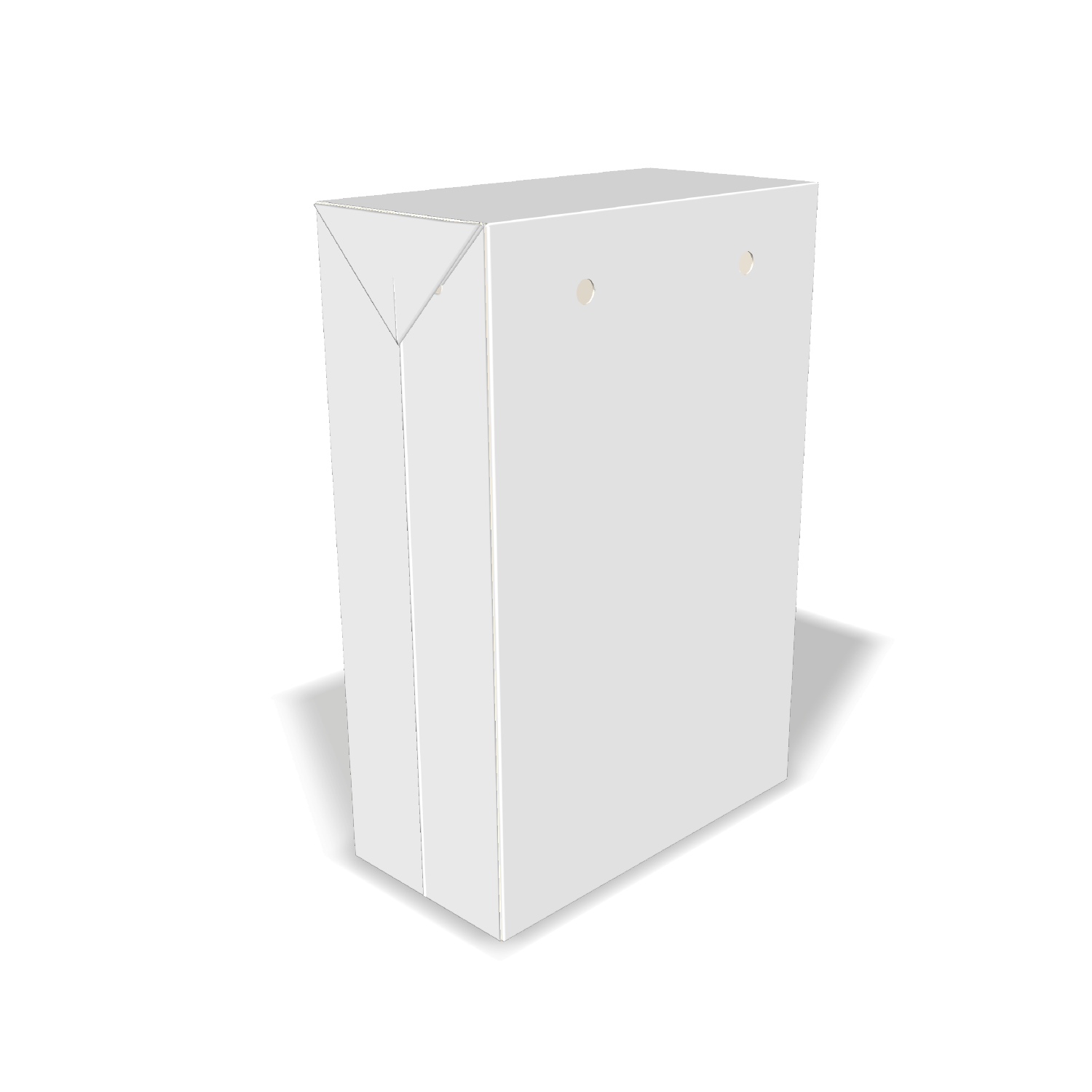Two-dimensional paper bag 25029 vector dieline diagram alongside a three_D folded mockup of the custom cardboard box design.