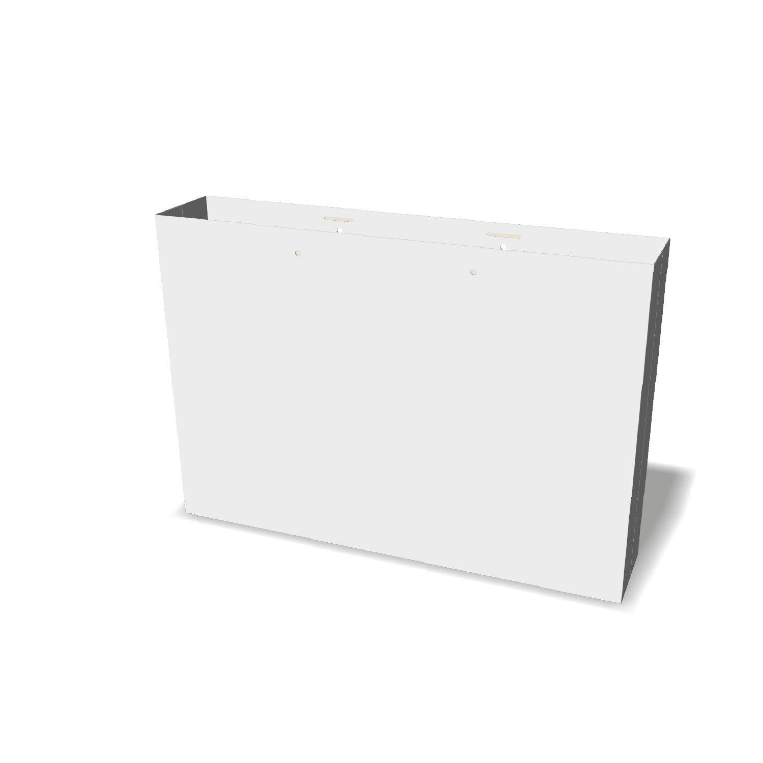 Two-dimensional paper bag 25001 vector dieline diagram alongside a three_D folded mockup of the custom cardboard box design.