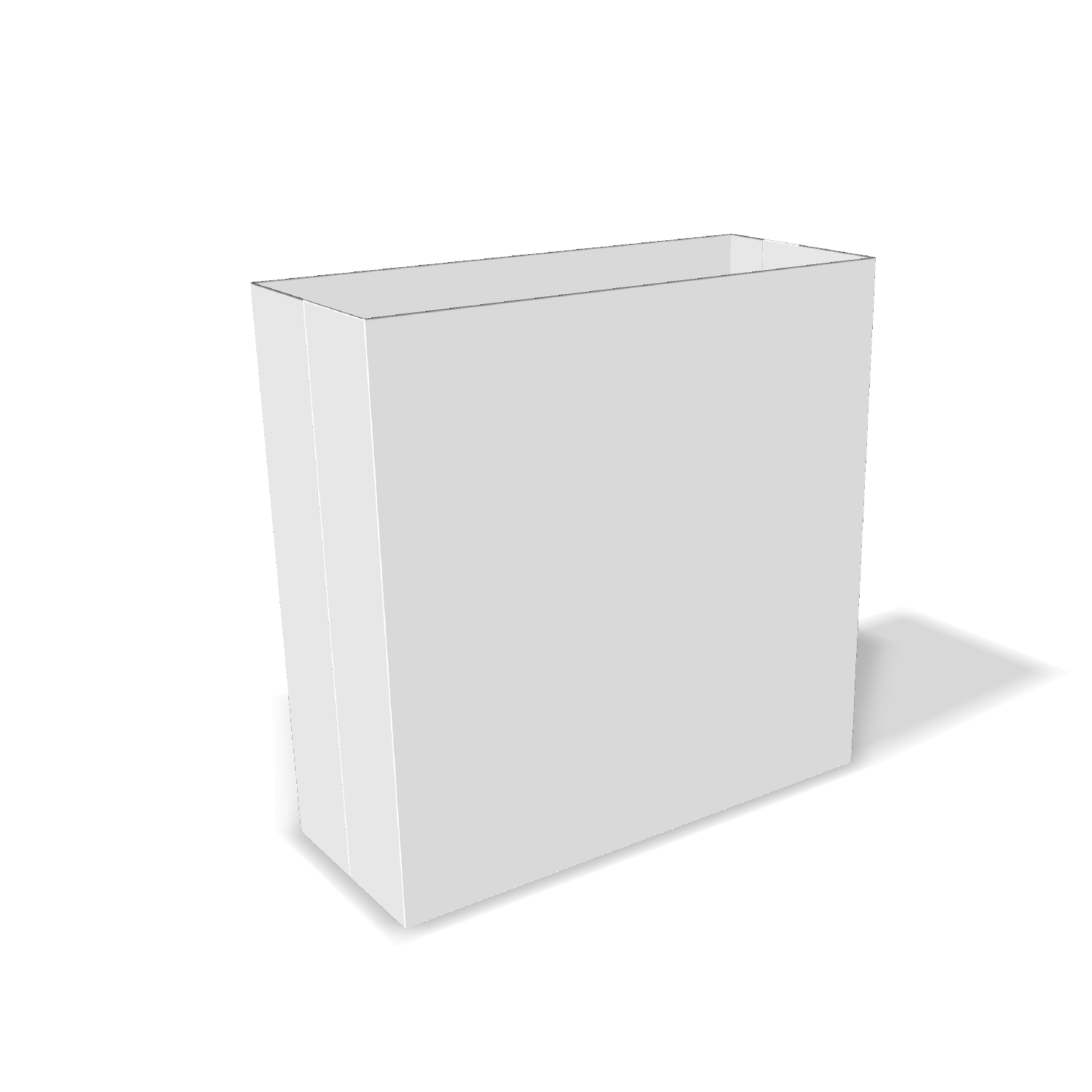 Two-dimensional paper bag 25028 vector dieline diagram alongside a three_D folded mockup of the custom cardboard box design.