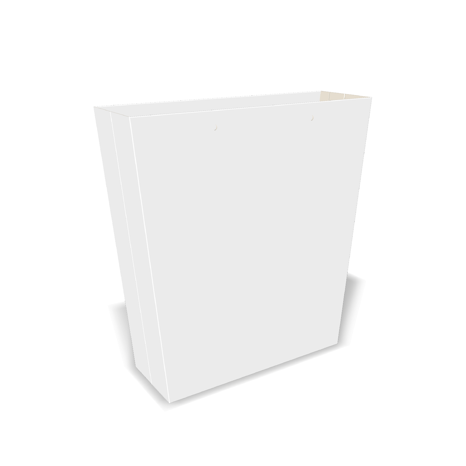 Two-dimensional paper bag 25021 vector dieline diagram alongside a three_D folded mockup of the custom cardboard box design.