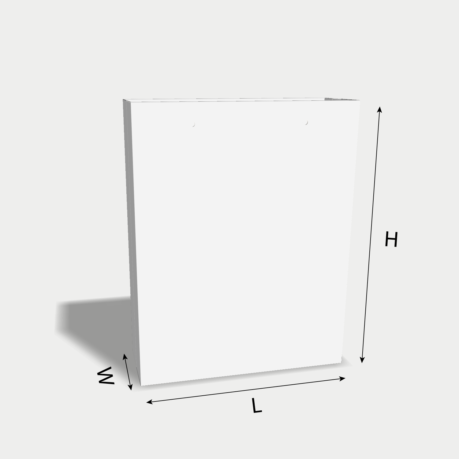 Custom paper bag 25003 dieline generator interface with length, width, and height size guidelines.
