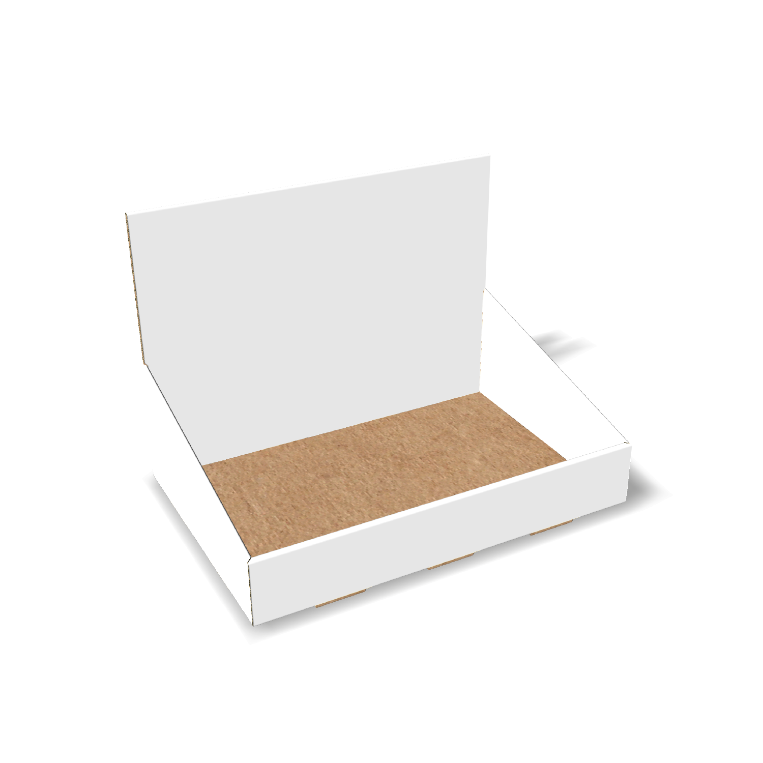 Custom beveled side tuck retail display tray box showing angled sidewalls and secure side tuck tabs.