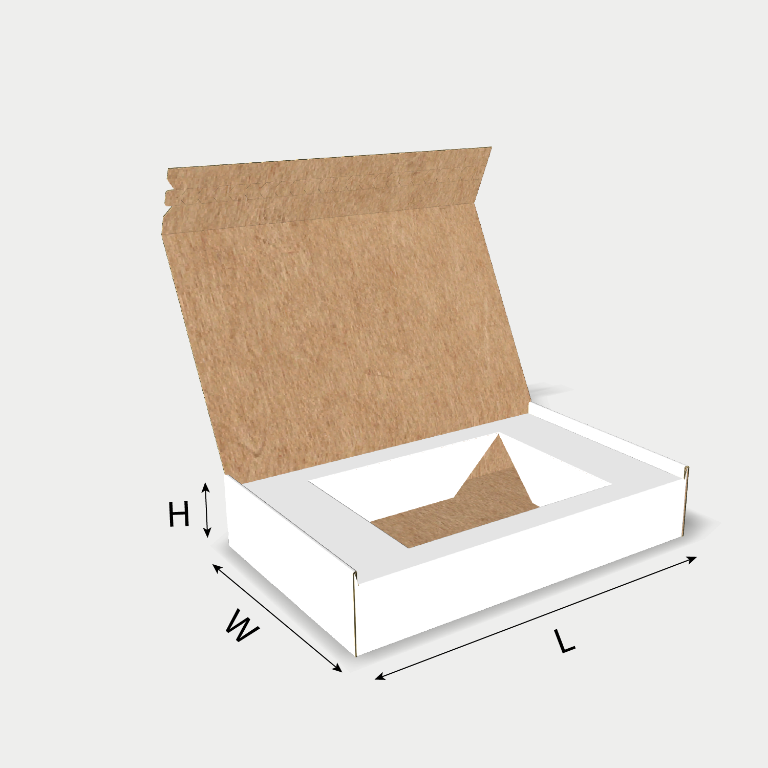 Custom wingless tear strip mailer box with integrated insert deline generator size guidelines