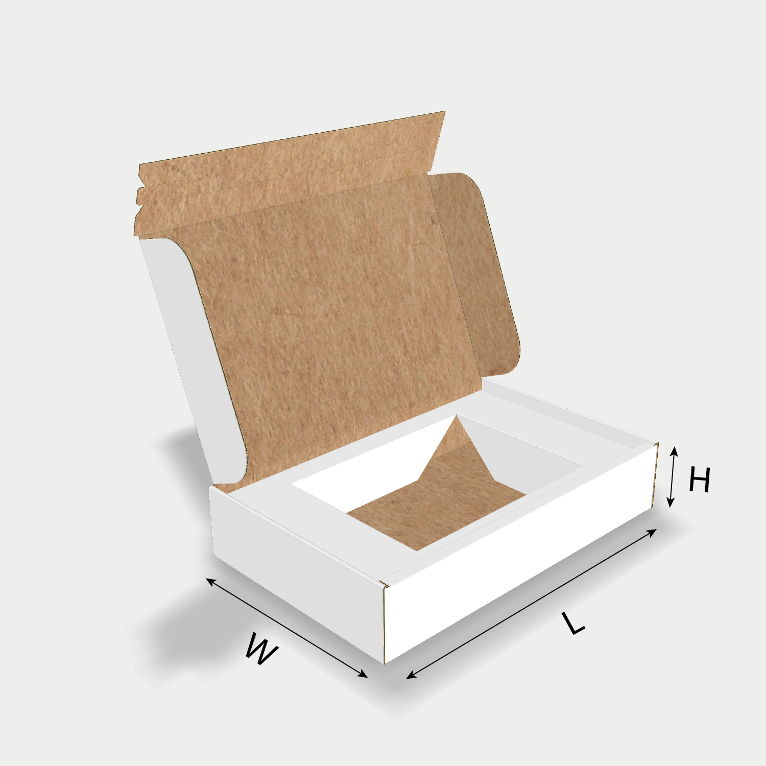 Custom tear strip mailer box with integrated inset B dieline generator size guidelines