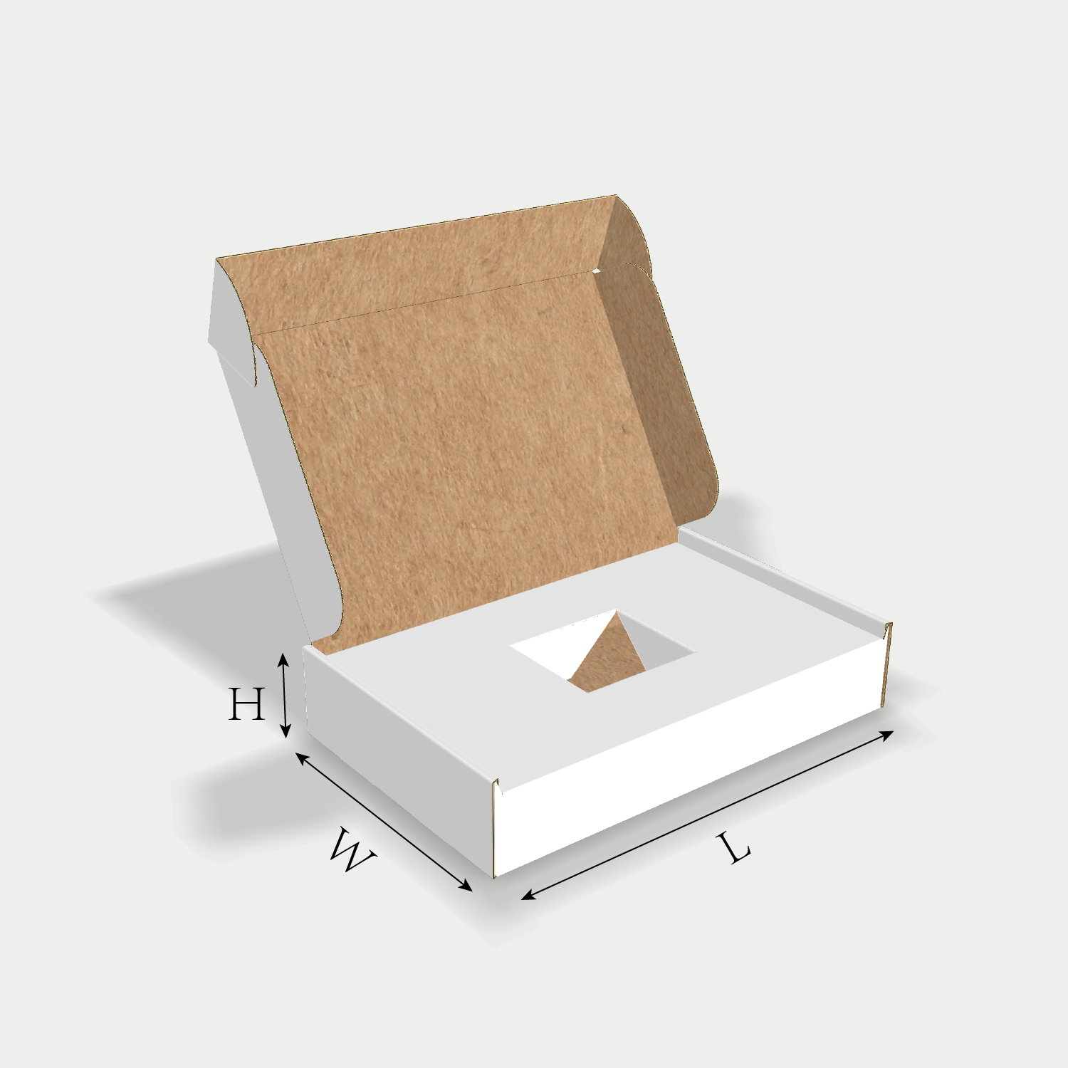 Custom ear lock mailer box with integrated insert size guidelines