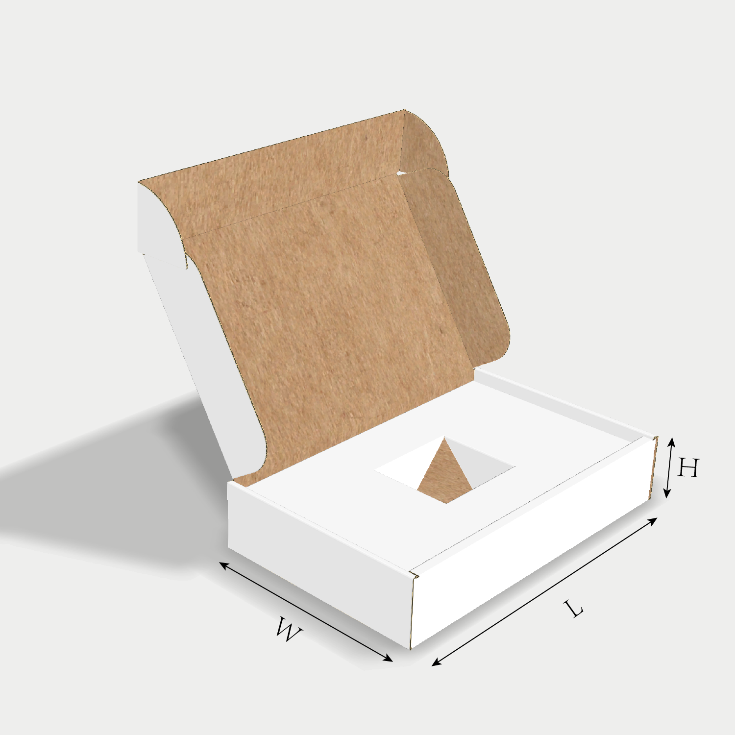 Custom ear lock mailer box with integrated insert B type size guidelines