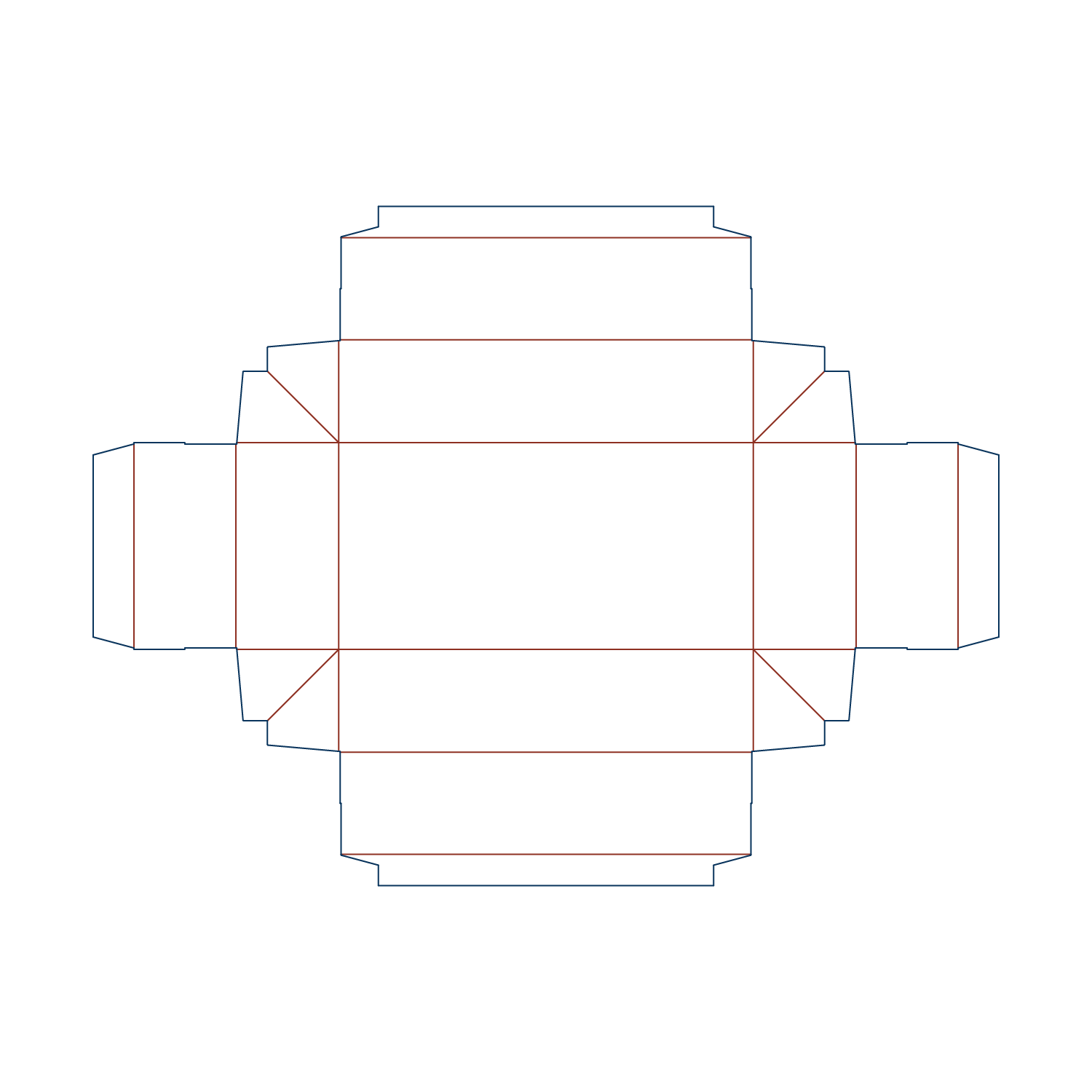 Custom tray box 27004 flat dieline layout for a folder tray blueprint template.
