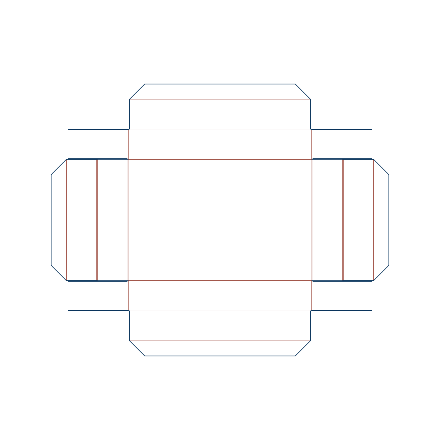 Custom tray box 27001 flat dieline layout for a folder tray blueprint template.