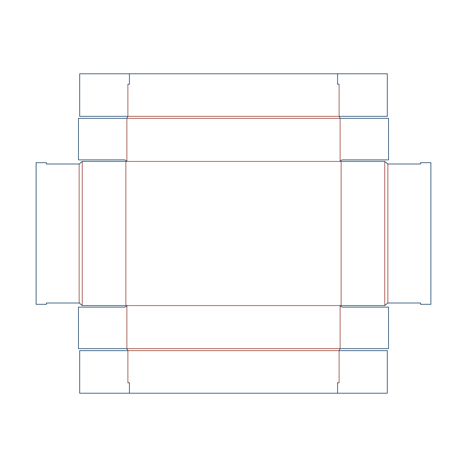 Custom tray box 27018 flat dieline layout for a folder tray blueprint template.