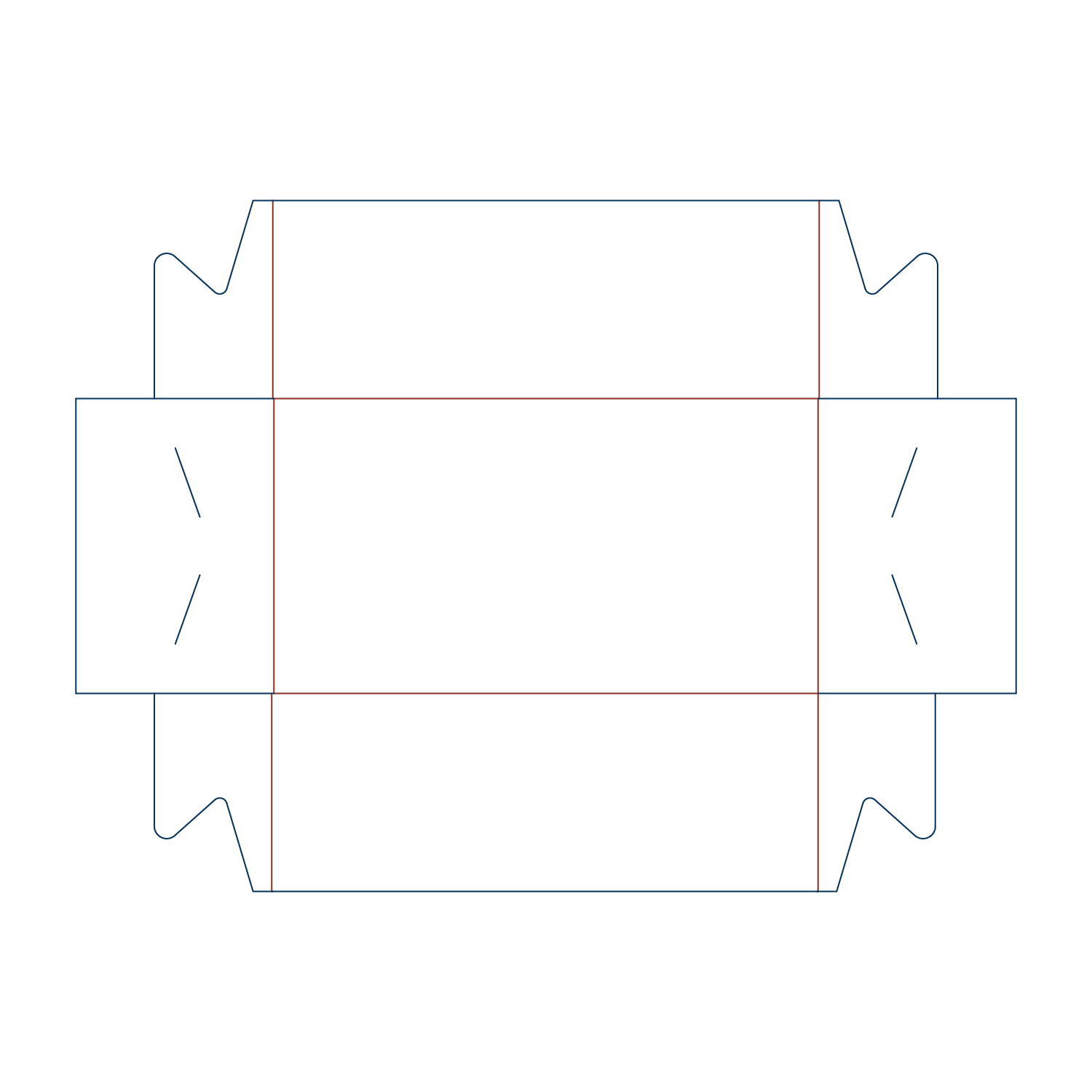 Custom tray box 27019 flat dieline layout for a folder tray blueprint template.