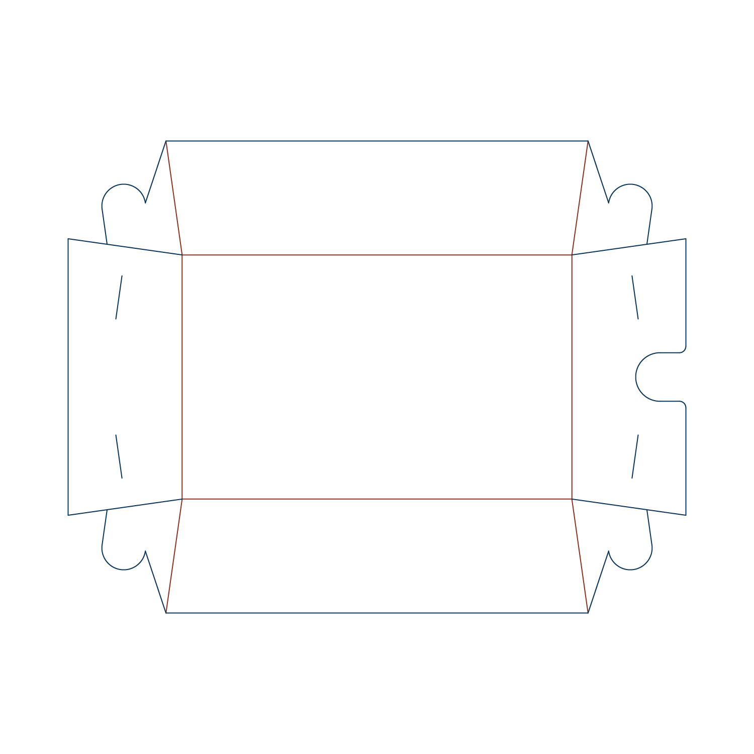 Custom tray box 27020 flat dieline layout for a folder tray blueprint template.