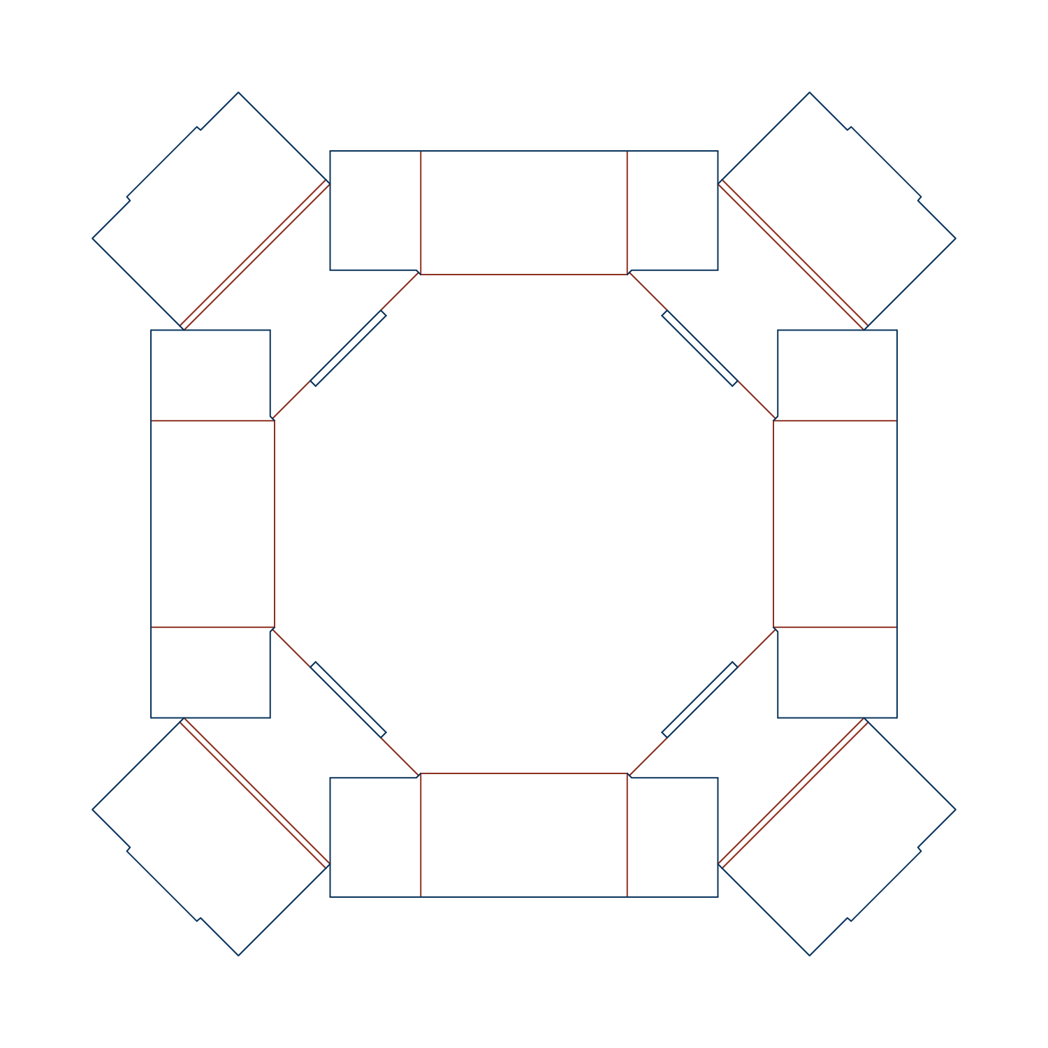 Custom tray box 27023 flat dieline layout for a folder tray blueprint template.