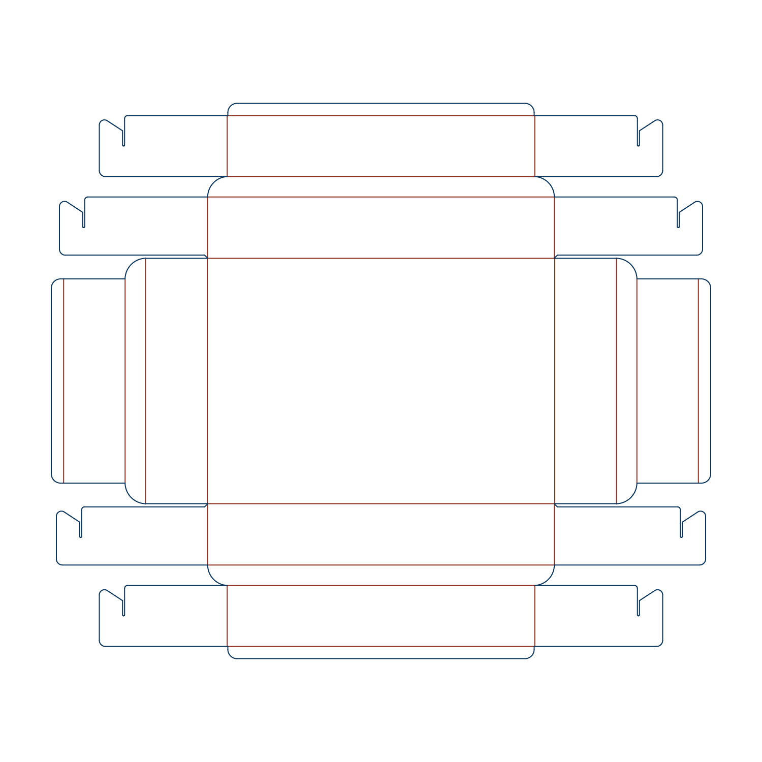 Custom tray box 27025 flat dieline layout for a folder tray blueprint template.