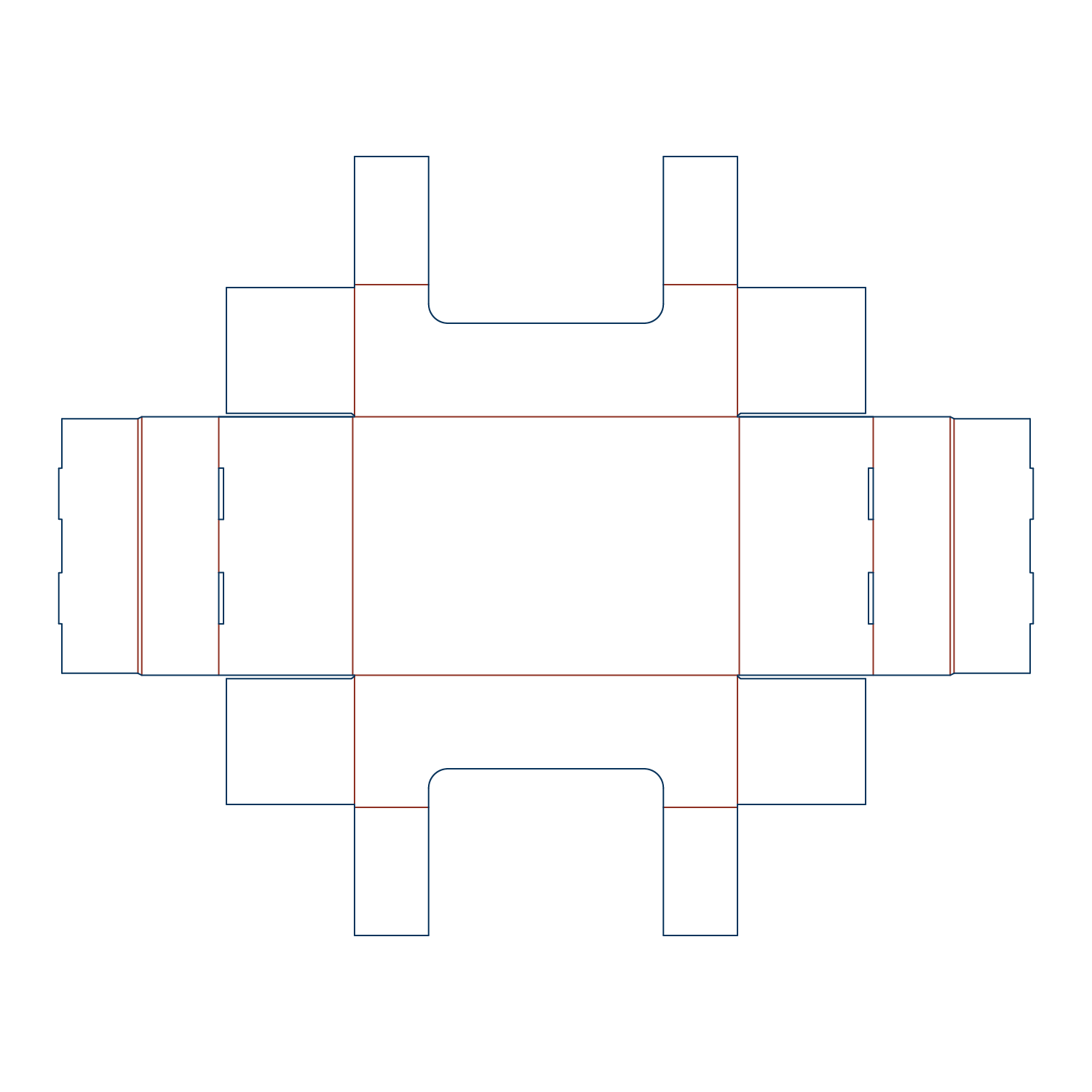 Custom tray box 27026 flat dieline layout for a folder tray blueprint template.