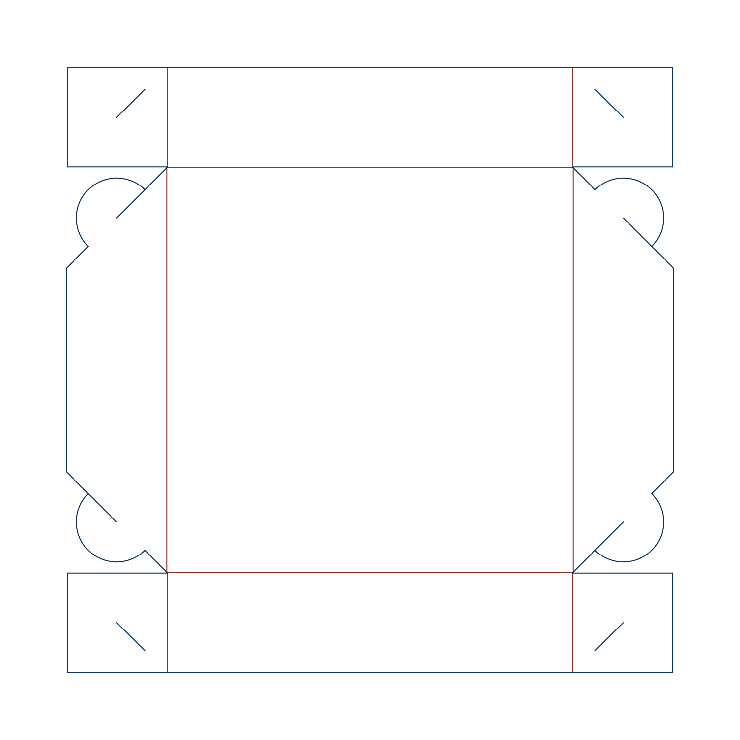 Custom tray box 27024 flat dieline layout for a folder tray blueprint template.