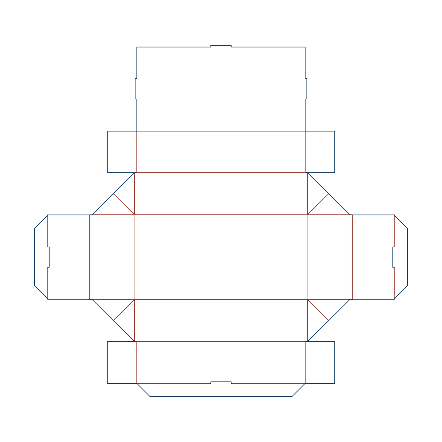 Custom tray box 27027 flat dieline layout for a folder tray blueprint template.