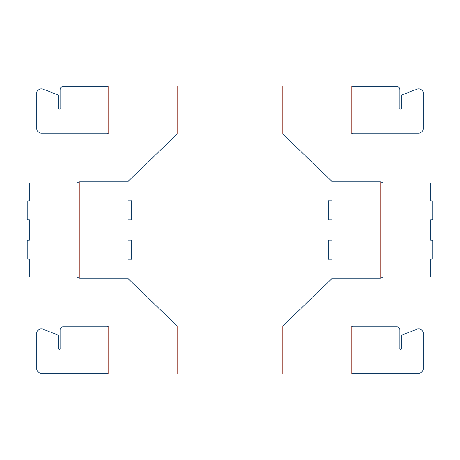 Custom tray box 27030 flat dieline layout for a folder tray blueprint template.