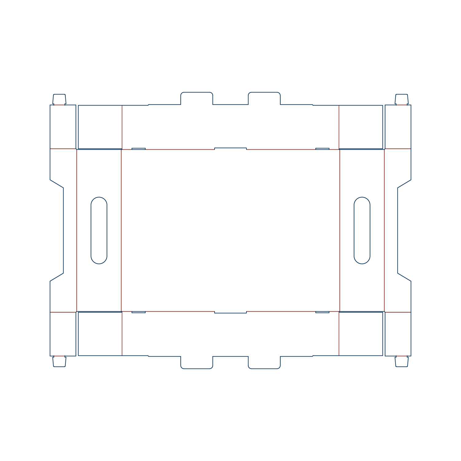 Custom tray box 27035 flat dieline layout for a folder tray blueprint template.