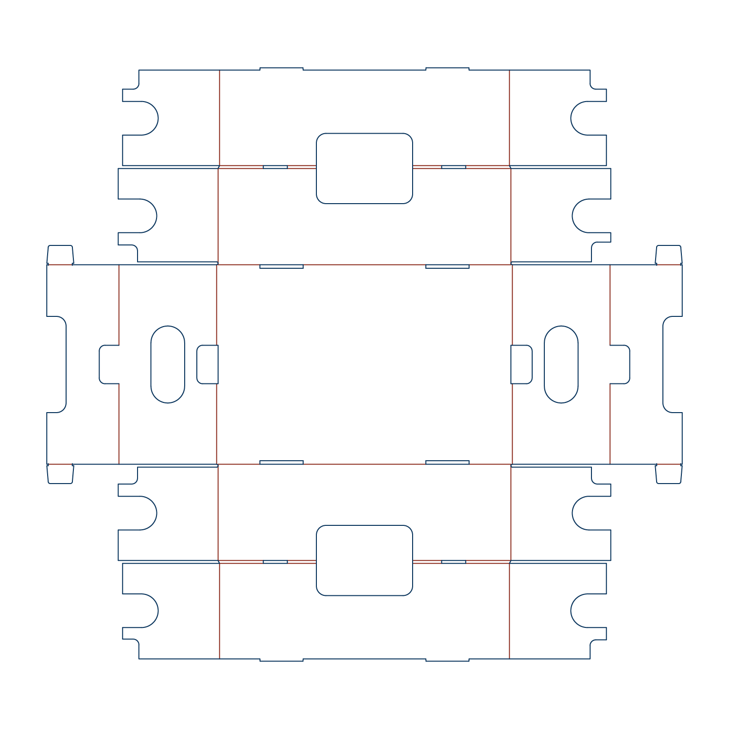 Custom tray box 27036 flat dieline layout for a folder tray blueprint template.