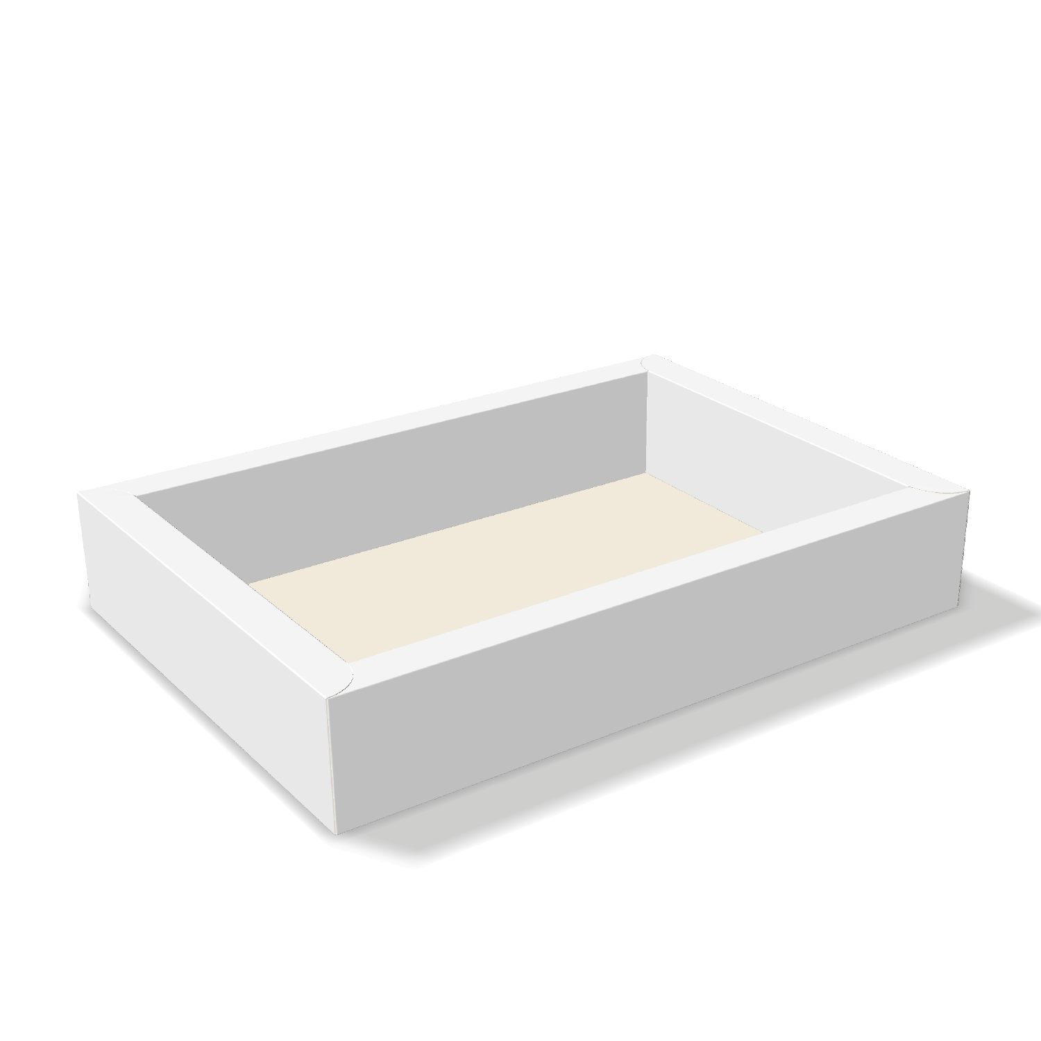 Two-dimensional tray box 27026  vector dieline diagram alongside a 3D folded mockup of the custom cardboard box design.
