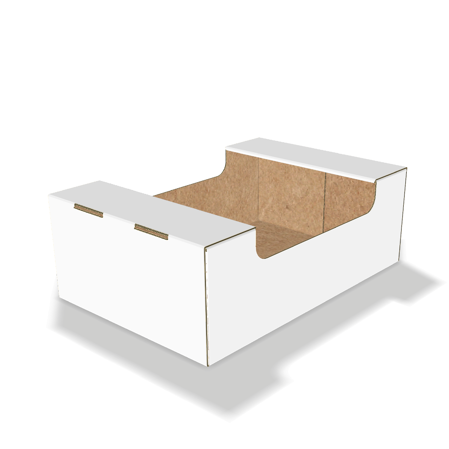 Two-dimensional tray box 27026 vector dieline diagram alongside a 3D folded mockup of the custom cardboard box design.