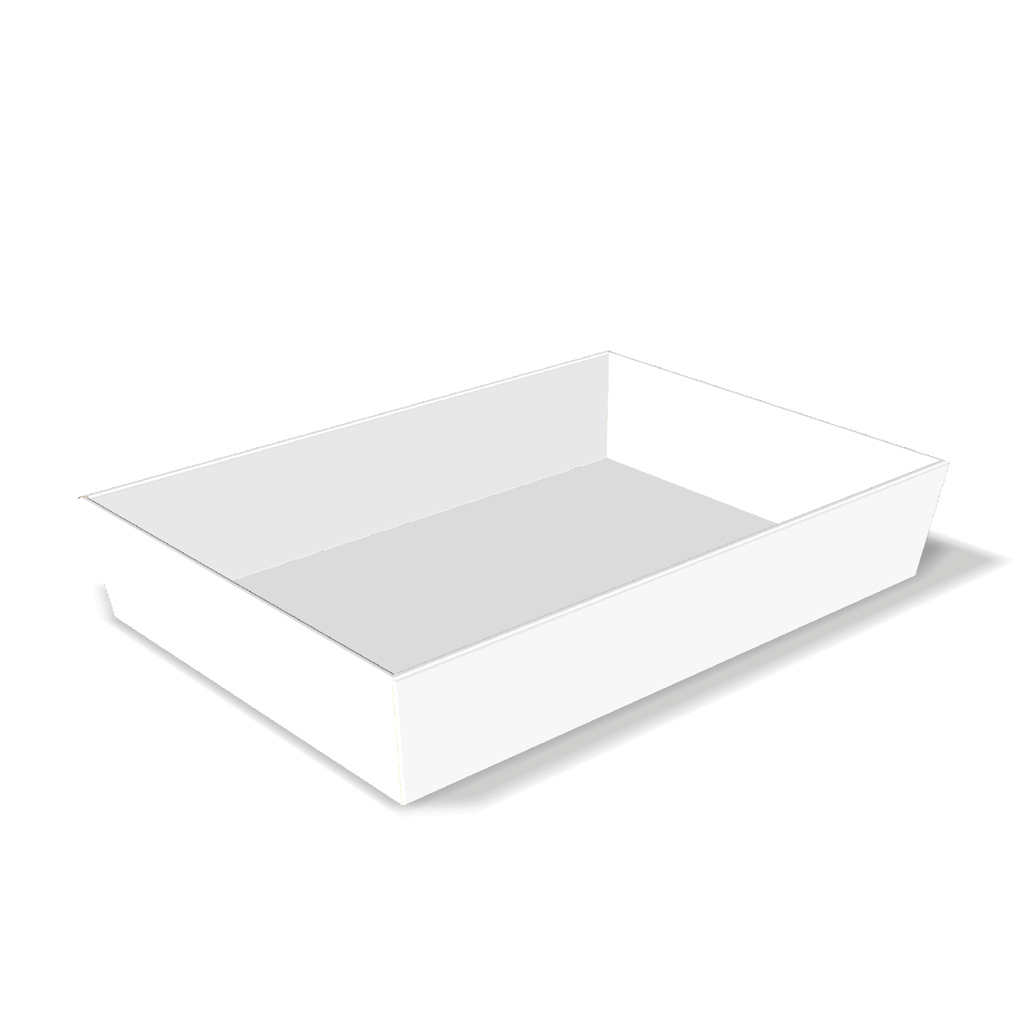 Two-dimensional tray box 27028 vector dieline diagram alongside a 3D folded mockup of the custom cardboard box design.