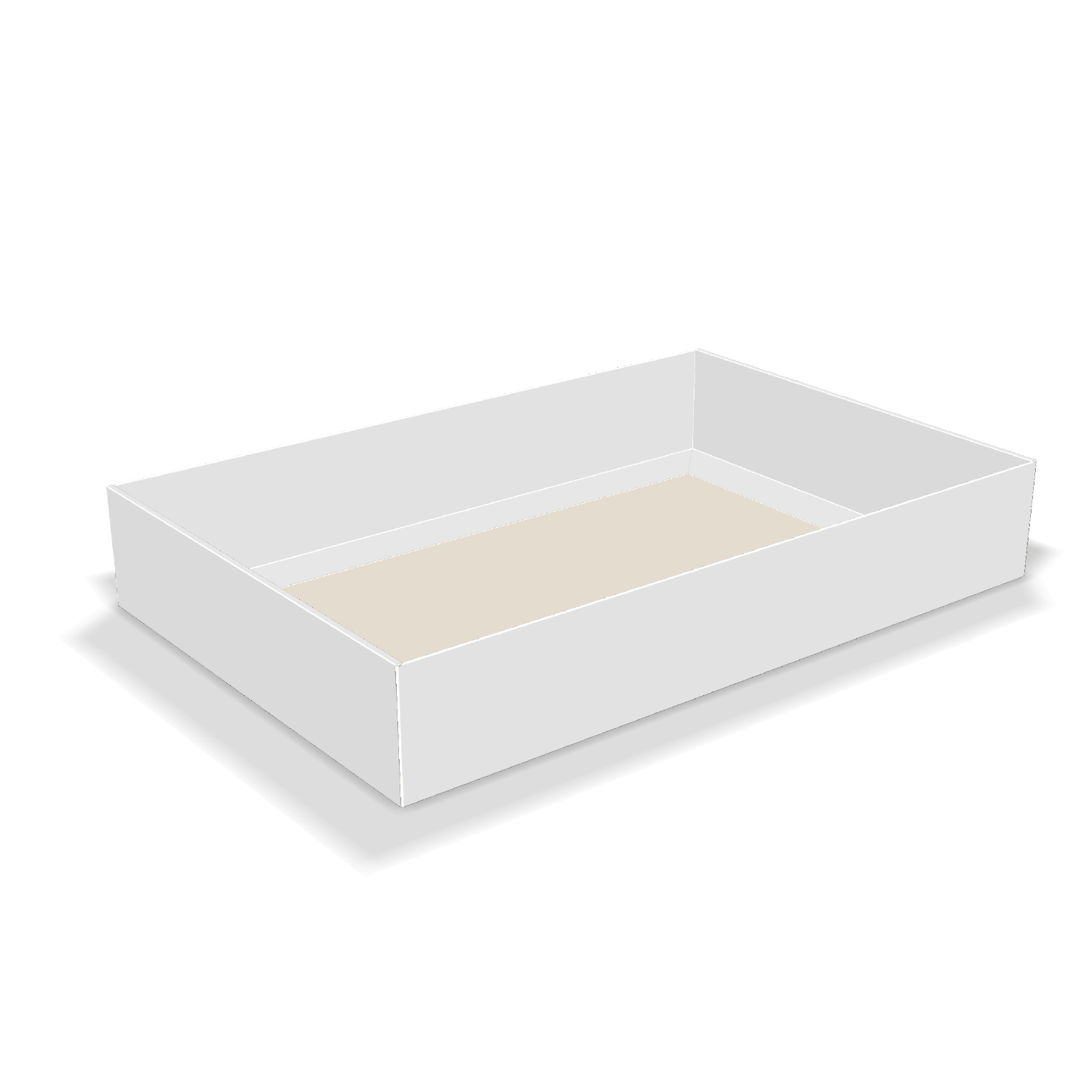 Two-dimensional tray box 27001 vector dieline diagram alongside a 3D folded mockup of the custom cardboard box design.