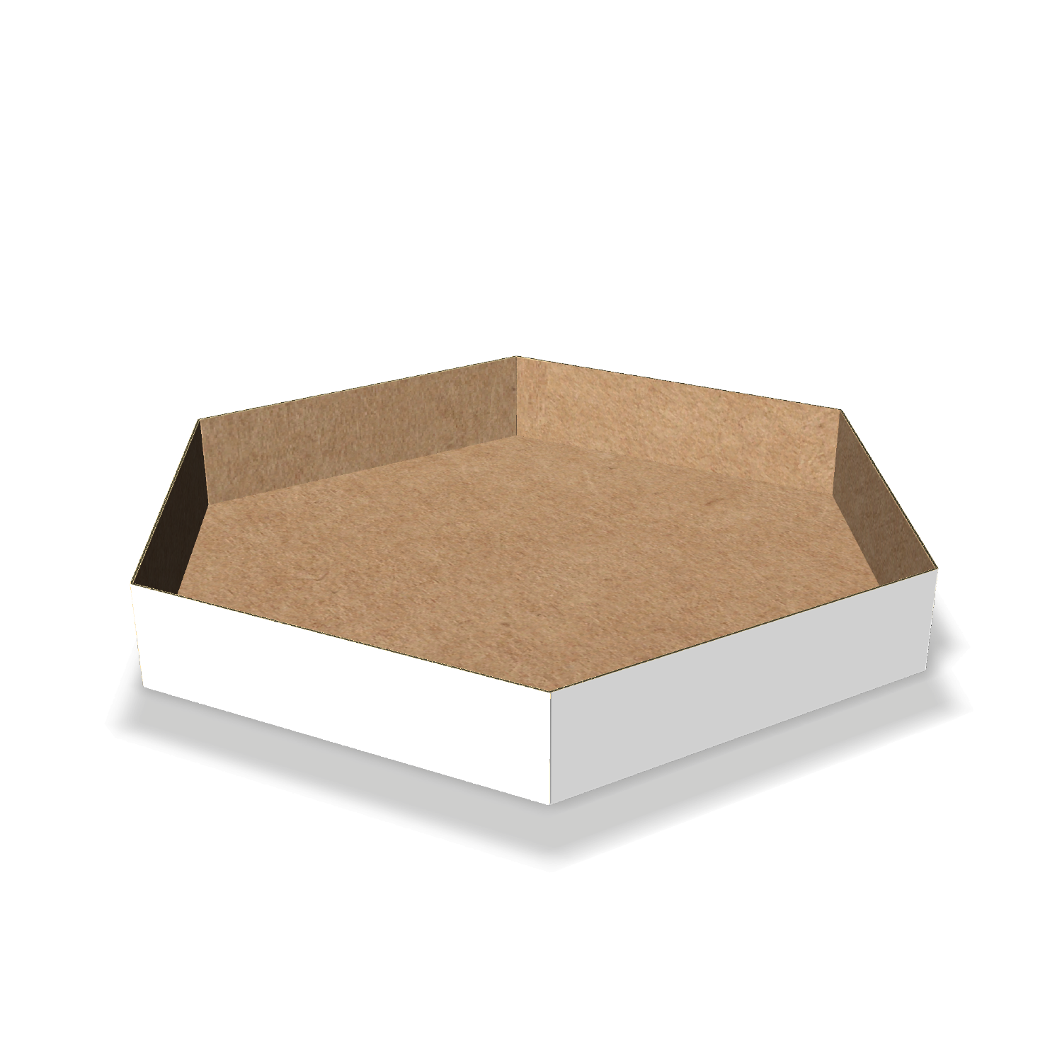 Two-dimensional tray box 27034 vector dieline diagram alongside a 3D folded mockup of the custom cardboard box design.